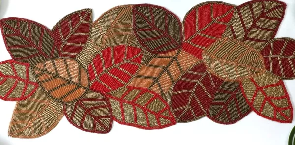 Turquoise_Premium_Handcrafted_Beautiful_Beaded_Dinning_Table_Runner_13/36_Maroon_Leafy_Desgin