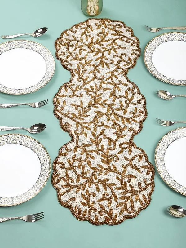 White_Premium_Handcraf_Beautiful_Beaded_Table_Runner_Craftsmanship_(13_*_36_Inch_)