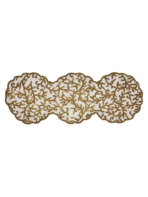 White_Premium_Handcraf_Beautiful_Beaded_Table_Runner_Craftsmanship_(13_*_36_Inch_)