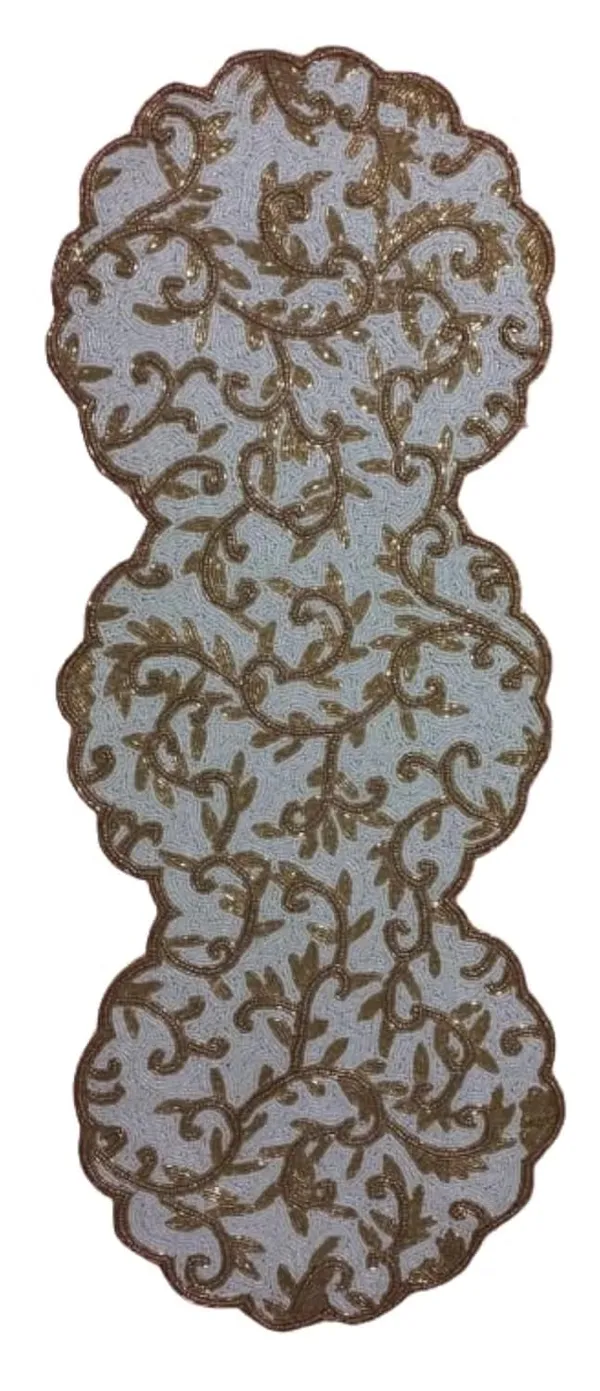 White_Premium_Handcraf_Beautiful_Beaded_Table_Runner_Craftsmanship_(13_*_36_Inch_)