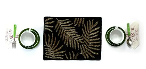 Black_&_Gold_Awesome_Washable_Floral_Cotton_Cloth_Designer_Jacquard_Vintage_Placemat_For_Dining_Room_(Square_Mats-_14"_X_12")-_Black_&_Gold_Square