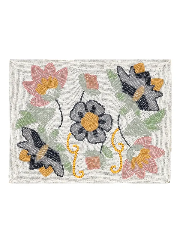 Firozi_Poleyster_Placemats,_Beaded_Design,14_Inch_Gulmohar_Floral_Pattern,_Best_For_Bed-Side_Table/Center_Table,_Dining_Table/Shelves_Pack_Of_2