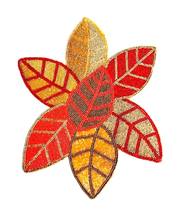 Maroon_Poleyster_Placemats,_Beaded_Design,14_Inch_Red_Leaf_Pattern,_Best_For_Bed-Side_Table/Center_Table,_Dining_Table/Shelves