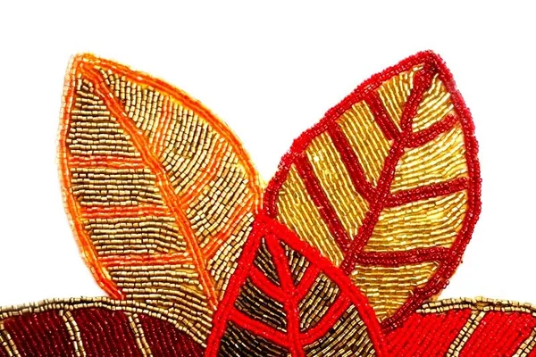 Maroon_Poleyster_Placemats,_Beaded_Design,14_Inch_Red_Leaf_Pattern,_Best_For_Bed-Side_Table/Center_Table,_Dining_Table/Shelves