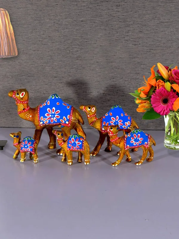 Gold_Handcrafted_Set_Of_5_Showpiece_Camel/Canon_For_Decoration_For_Office,_Home_And_Gift_Purpose_Birthday,_Occasional_Nd_Thankasgiving_Party_(20X10Cm,15X_8Cm,14X8_Cm)