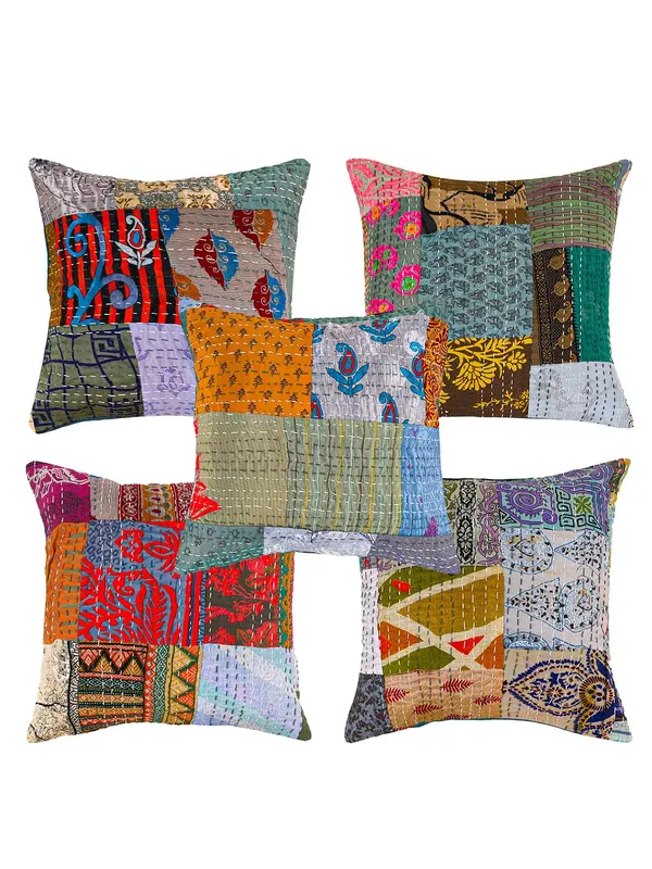 Multi_Kantha_Embroidery_Silk_Cushion_Nd_Pillow_Covers_(16_X16_Inch)_For_Sofa_Bedroom_Bedroom,_Living_Room,_Office_(Multicolor,_Grey)_Pack_Of_2