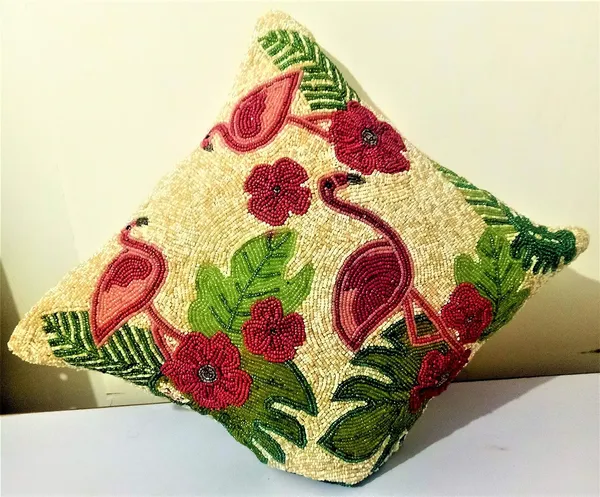 Multicolor_Printed_Cushions_&_Pillows_Case_Beaded_Pink_Swan_Pattern_(40.64_Cm*40.64_Cm)