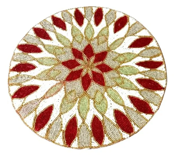 Firozi_Poleyster_Placemats,_Beaded_Design,14_Inch_Floral_Pattern,_Best_For_Bed-Side_Table/Center_Table,_Dining_Table/Shelves_Pack_Of_1