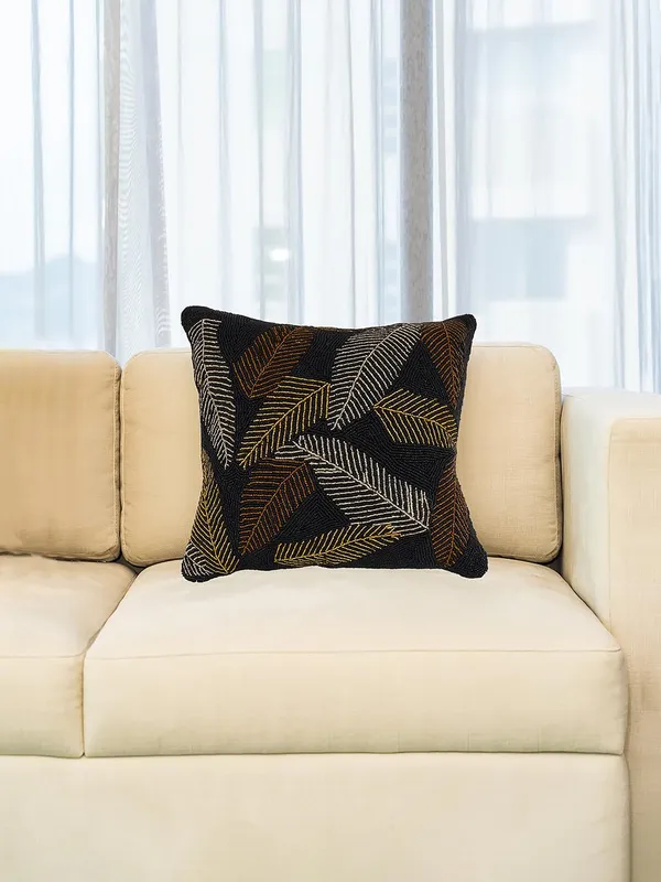 Multicolor_Printed_100%_Beaded_Cushion_Covers_Cushion_Case_Pillowcases_16X16_Inches_(40X40_Cms)_Throw_Pillow_Sham_Floral_Cushion_Covers_For_Sofa_Couch_Bed_Chair_Pack_Of_2_Black_Nd_Orange