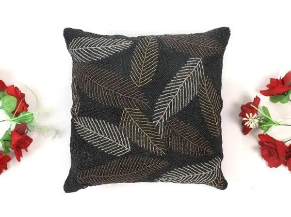 Multicolor_Printed_100%_Beaded_Cushion_Covers_Cushion_Case_Pillowcases_16X16_Inches_(40X40_Cms)_Throw_Pillow_Sham_Floral_Cushion_Covers_For_Sofa_Couch_Bed_Chair_Pack_Of_2_Black_Nd_Orange