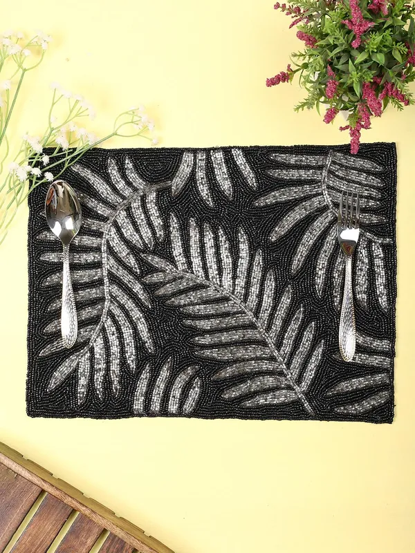 Black_And_Grey_Cotton_Placemats,_Printed_Design,14_Inch_Rectangular,_Best_For_Bed-Side_Table/Center_Table,_Dining_Table/Shelves