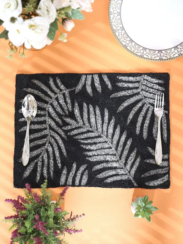 Black_And_Grey_Cotton_Placemats,_Printed_Design,14_Inch_Rectangular,_Best_For_Bed-Side_Table/Center_Table,_Dining_Table/Shelves