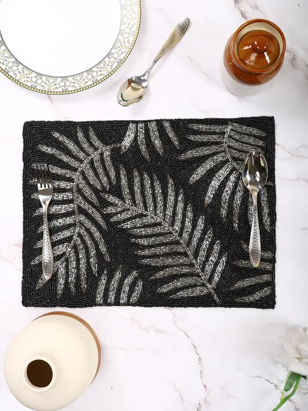 Black_And_Grey_Cotton_Placemats,_Printed_Design,14_Inch_Rectangular,_Best_For_Bed-Side_Table/Center_Table,_Dining_Table/Shelves