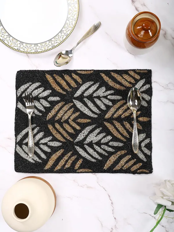 Black_Cotton_Placemats,_Printed_Design,14_Inch_Rectangular,_Best_For_Bed-Side_Table/Center_Table,_Dining_Table/Shelves