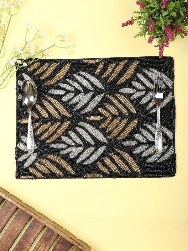 Black_Cotton_Placemats,_Printed_Design,14_Inch_Rectangular,_Best_For_Bed-Side_Table/Center_Table,_Dining_Table/Shelves