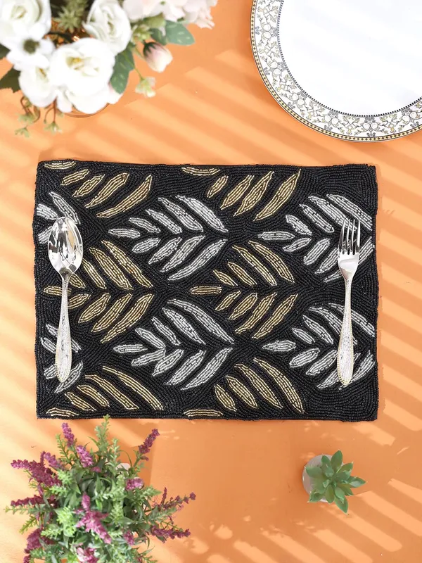 Black_Cotton_Placemats,_Printed_Design,14_Inch_Rectangular,_Best_For_Bed-Side_Table/Center_Table,_Dining_Table/Shelves