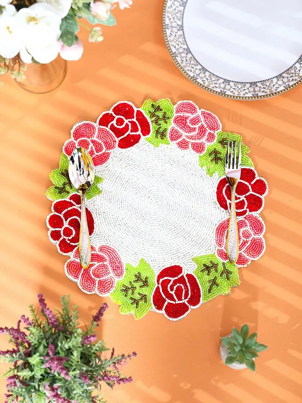 Pink_Floral_Poleyster_Placemats,_Printed_Design,14_Inch_Round,_Best_For_Bed-Side_Table/Center_Table,_Dining_Table/Shelves