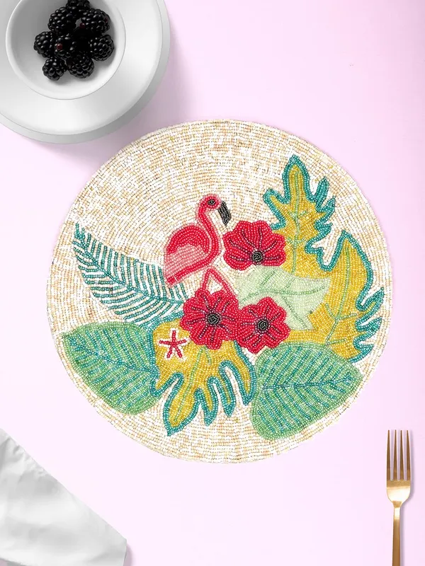 Green_Leaf_Printed_Poleyster_Placemats,_Printed_Design,14_Inch_Round,_Best_For_Bed-Side_Table/Center_Table,_Dining_Table/Shelves