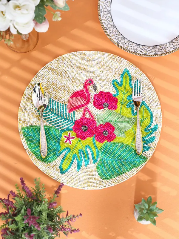 Green_Leaf_Printed_Poleyster_Placemats,_Printed_Design,14_Inch_Round,_Best_For_Bed-Side_Table/Center_Table,_Dining_Table/Shelves
