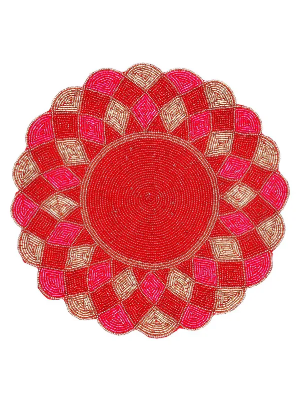 Rani_Pink_Poleyster_Placemats,_Printed_Design,14_Inch_Round,_Best_For_Bed-Side_Table/Center_Table,_Dining_Table/Shelves