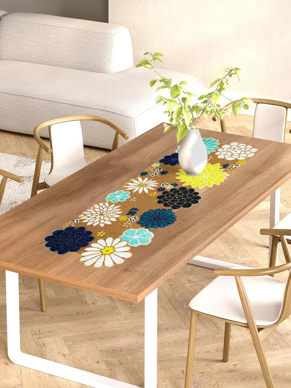 Mustard_Premium_Handcrafted_Beautiful_Beaded_Dinning_Table_Runner_13/36_Circle_Desgin