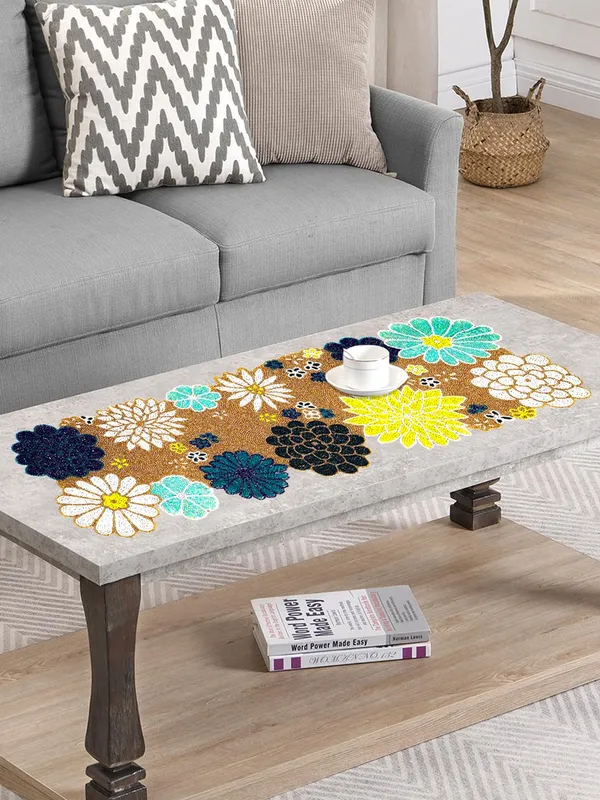 Mustard_Premium_Handcrafted_Beautiful_Beaded_Dinning_Table_Runner_13/36_Circle_Desgin