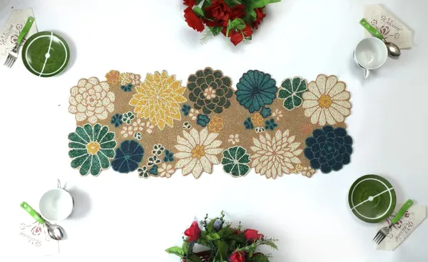 Mustard_Premium_Handcrafted_Beautiful_Beaded_Dinning_Table_Runner_13/36_Circle_Desgin