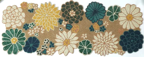 Mustard_Premium_Handcrafted_Beautiful_Beaded_Dinning_Table_Runner_13/36_Circle_Desgin