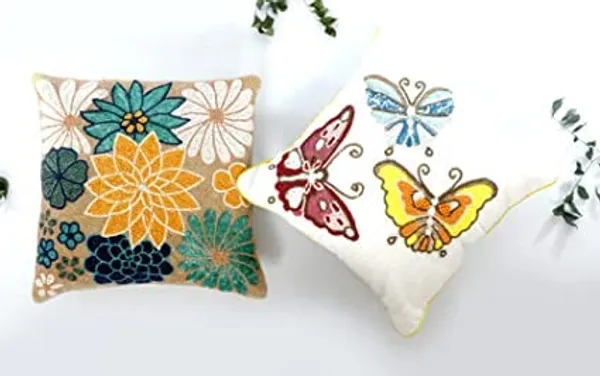 Multicolor_Aivik:100%_Beaded_Cushion_Covers_With_Prints_16X16_(40X40_Cm)_Pillowcases_For_A_Cushion_Yellow_Butterfly_And_Flower_Throw_Pillow_Sham_Floral_Cushion_Covers_For_Sofa_Couch_Bed_Chair_Pack_Of_2