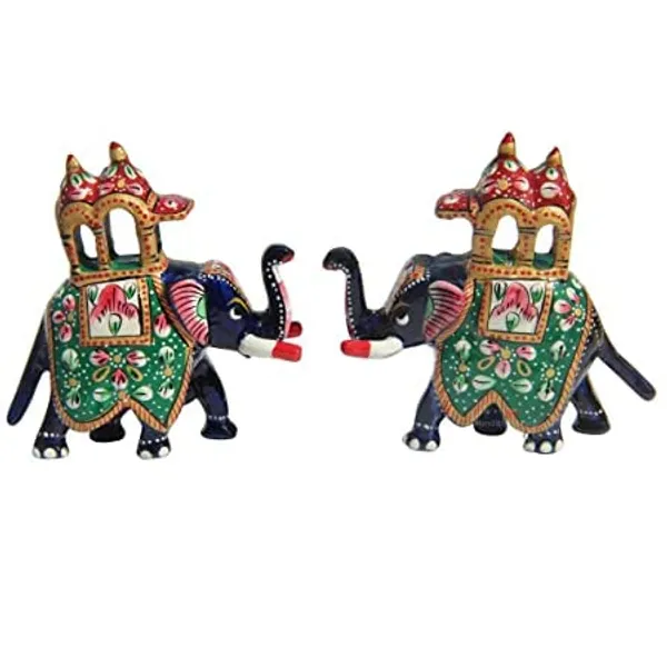 Gold_Handcrafted_Set_Of_2_Showpiece_Elephant_Ambabari_For_Decoration_For_Office,_Home_And_Gift_Purpose_Birthday,_Occasional_Nd_Thankasgiving_Party_(20X10Cm,15X_8Cm,14X8_Cm)_Blue