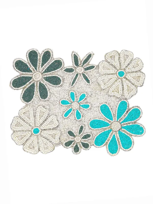 Firozi_Poleyster_Placemats,_Beaded_Design,14_Inch_Gulmohar_Floral_Pattern,_Best_For_Bed-Side_Table/Center_Table,_Dining_Table/Shelves_Pack_Of_2