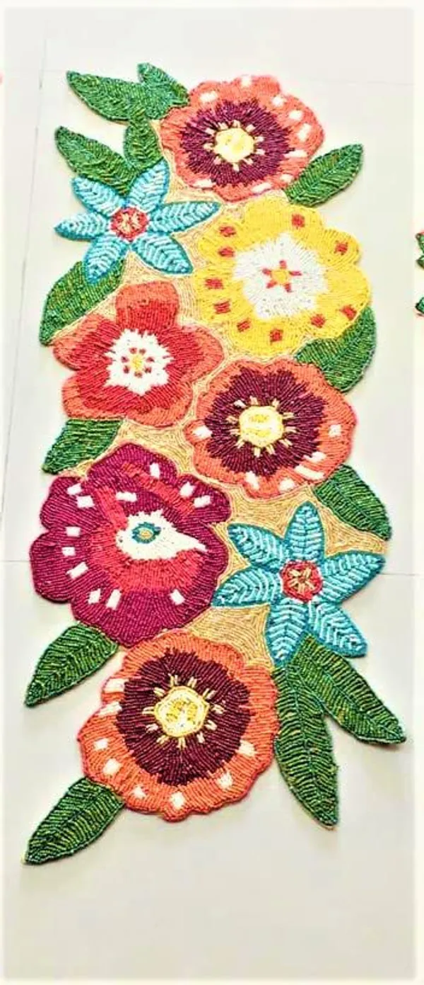 Turquoise_Beautiful_Handcrafted_Beautiful_Beaded_Dinning_Table_Runner_13/36_Multicolor_Floral_Desgin