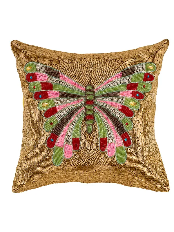 Multicolor_Printed_Cushions_&_Pillows_Case_Beaded_Heart_Pattern_(40.64_Cm*40.64_Cm)_Golden_Butterfly