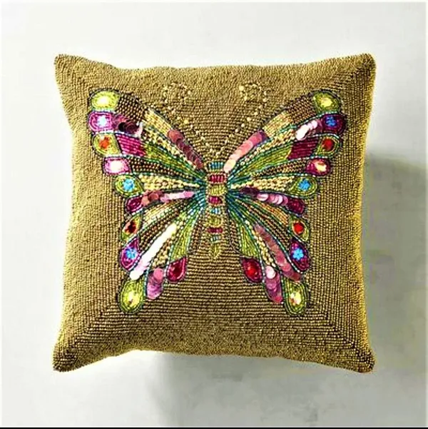 Multicolor_Printed_Cushions_&_Pillows_Case_Beaded_Heart_Pattern_(40.64_Cm*40.64_Cm)_Golden_Butterfly