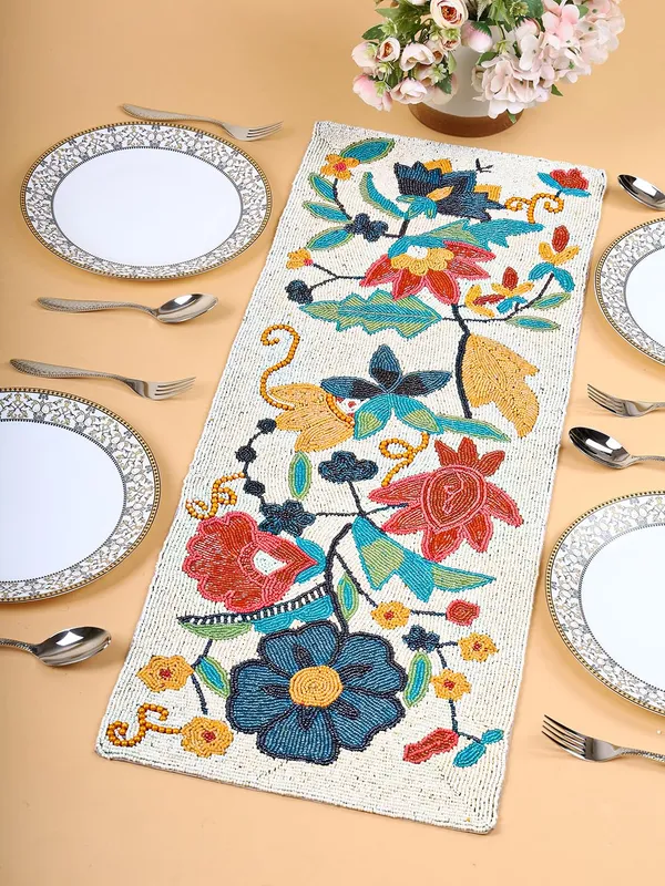 Red_Flower_And_Green_Leaf_Center_Table_Runner_For_Coffee,_Dining_Table_-_14X36_Inch_-_Printed_Table_Runner