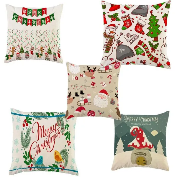 Multicolor_Microfiber_120Tc_Ethnic_Motifs_Printed_Cushion_Covers,_White_And_Green_Throw_Pillow/_Cushion_Covers_-_(Off-White,_16_X_16_Inch)_(40.6_X_40.6_Cm)(_Set_Of_5),5_Pieces