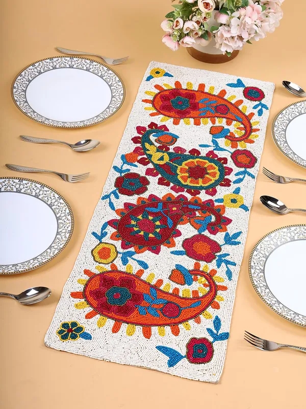 Multicolor_Premium_Handcrafted_Beautiful_Beaded_Dinning_Table_Runner_13/36_Paisley_Desgin