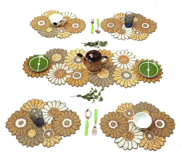 Multicolor_Awesome_Best_Export_Quality_Jacquard_Cotton_Dining_Table_Mats_5_Pieces_With_Runner_-_Set_Of_5_(Mats-_14"_X_12"_And_Table_Runner-_36"_X_13")