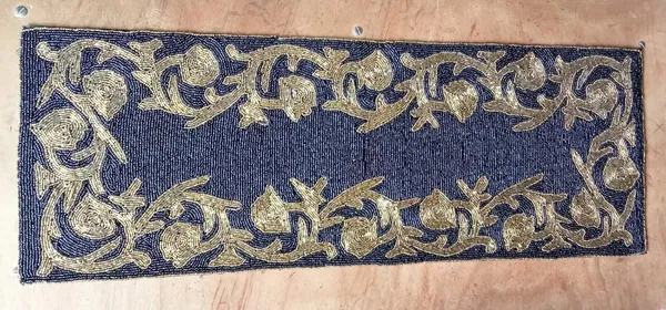 Purple_Premium_Handcrafted_Beautiful_Beaded_Dinning_Table_Runner_13"_X_36"_Inches_Multi_Coloured_Flowers_Table_Runner_Fully_Beaded_Puple_&_Silver