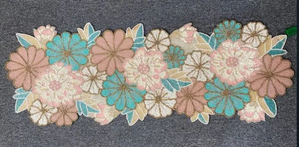Pink_Premium_Handcrafted_Beautiful_Beaded_Dinning_Table_Runner_13"_X_36"_Inches_Multi_Coloured_Flowers_Table_Runner_Fully_Beaded