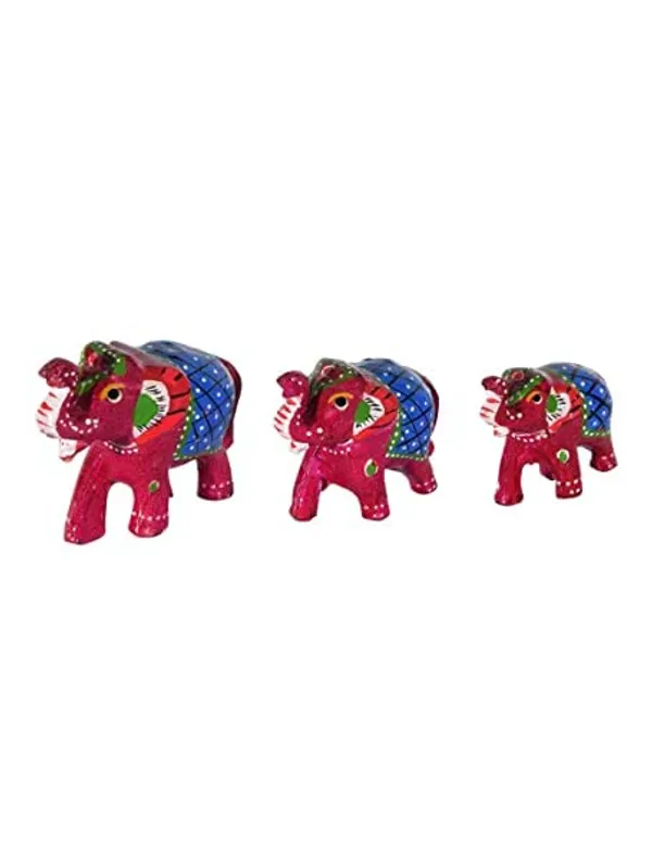 Gold_Handcrafted_Set_Of_9_Showpiece_Elephants_(20X10Cm,_15X_8Cm,14X_8Cm)_For_Birthday,Occasional_&Thanksgiving_Parties_For_Decoration_(20X10Cm,15X_8Cm,14X_8_Cm)
