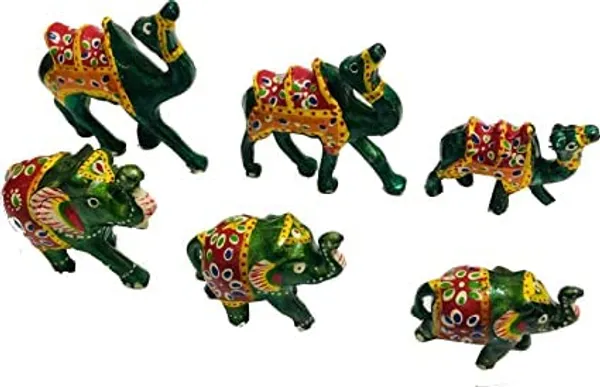 Gold_Set_Of_6_Handcrafted_Showpiece_Elephant/Camel(Canon)_For_Office,_Home,_And_Gift_Purpose_Birthday,_Occasional_Nd_Thanksgiving_Party_(20X10Cm,_15X_8Cm,_14X_8_Cm)