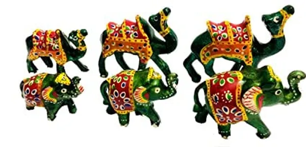 Gold_Set_Of_6_Handcrafted_Showpiece_Elephant/Camel(Canon)_For_Office,_Home,_And_Gift_Purpose_Birthday,_Occasional_Nd_Thanksgiving_Party_(20X10Cm,_15X_8Cm,_14X_8_Cm)