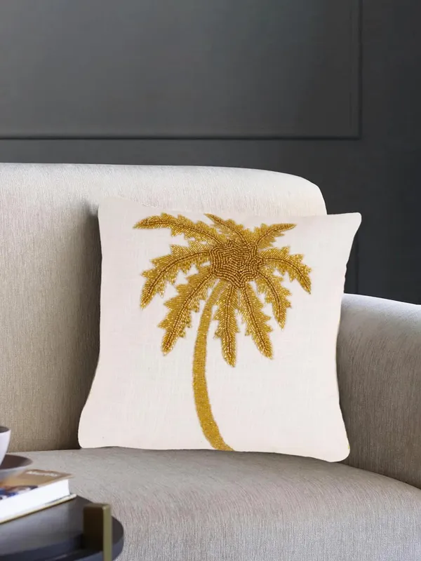 Multicolor_Printed_Beautiful_Cushions_&_Pillows_Case_Beaded_Golden_Palm_Treen_Pattern_(40.64_Cm*40.64_Cm)