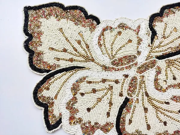Firozi_Poleyster_Placemats,_Beaded_Design,14_Inch_Beige_Golden_Emb._Pattern,_Best_For_Bed-Side_Table/Center_Table,_Dining_Table/Shelves