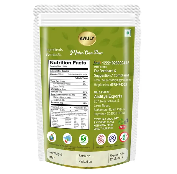 AWULY_Organic_Corn_Flour_|_Makka/Maize_Atta_Makki_Atta,Maize_Flour_For_Cooking_|_Fresh_Corn_Flour_Powder_|_High_Protein_|_Immunity_Booster_Gluten_Free_(1kg)