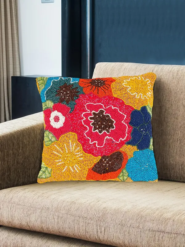 Multicolor_Printed_Cushions_&_Pillows_Case_Beaded_Floral_Pattern_(40.64_Cm*40.64_Cm_Multi)