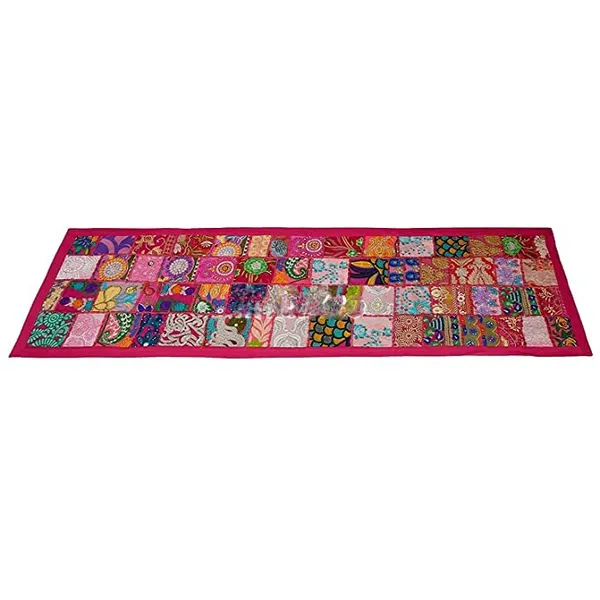 Orange_Table_Runner_For_6_Seater_Dining_Table_Cotton_Beaded_Antique_Handmade_Rajasthani_Patchwork_Embroidered,_Home_Decor_&_Eating_Areas_At_Party_And_Wedding_16_X_72_Inches_(Pink)
