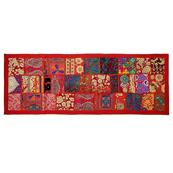 Orange_Table_Runner_For_6_Seater_Dining_Table_Cotton_Beaded_Antique_Handmade_Rajasthani_Patchwork_Embroidered,_Home_Decor_&_Eating_Areas_At_Party_And_Wedding_16_X_72_Inches_(Pink)