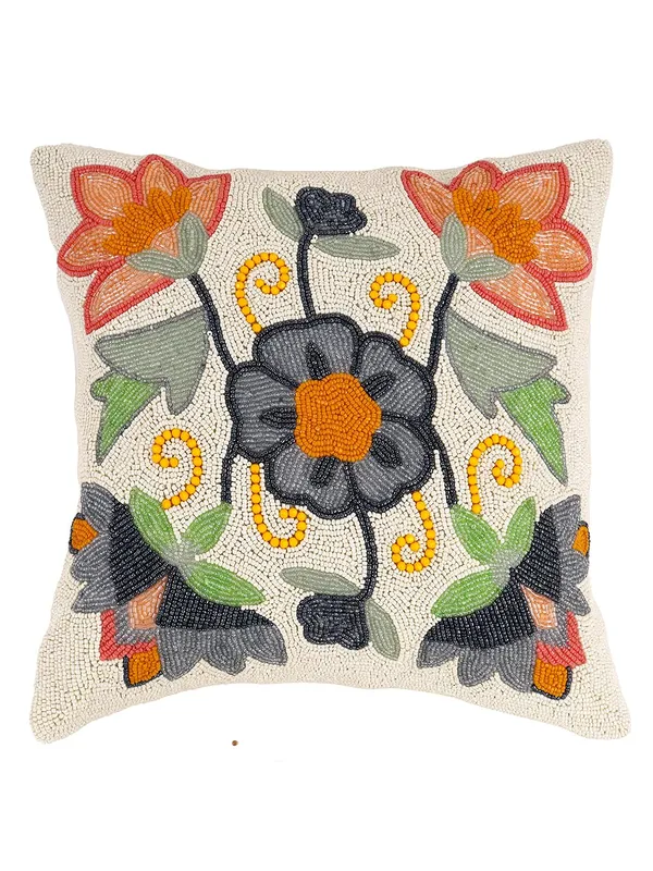Multicolor_Printed_100%_Beaded_Cushion_Covers_Cushion_Case_Pillowcases_Multi_Leaf_16X16_Inches_(40X40_Cms)_Throw_Pillow_Sham_Floral_Cushion_Covers_For_Sofa_Couch_Bed_Chair_Pack_Of_1